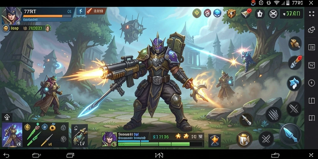 Screenshot gameplay 77RT menampilkan aksi strategi yang intens.