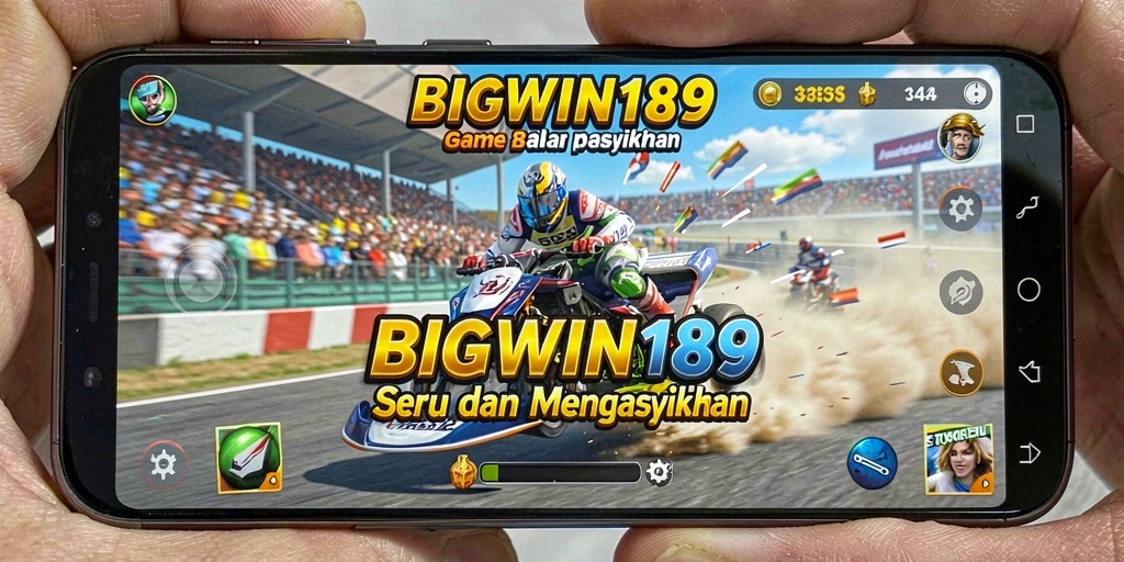 Gameplay seru di sirkuit balap dengan mobil yang cepat.