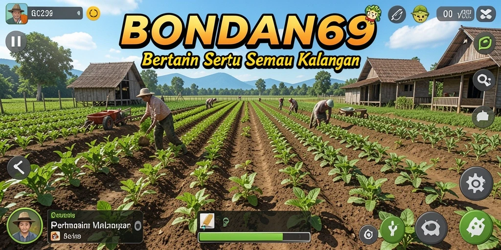 Screenshot BONDAN69 menampilkan ladang indah dengan berbagai tanaman dan hewan.