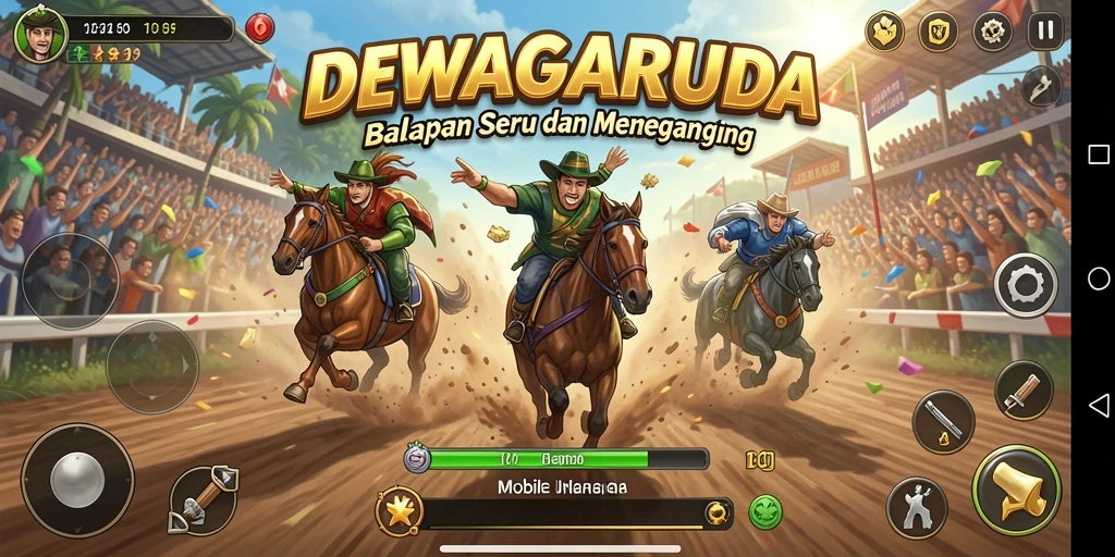 Tampilan gameplay <strong>DEWAGARUDA</strong> yang menegangkan saat balapan.
