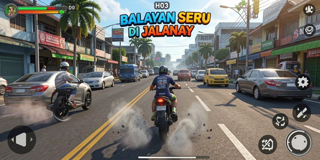 Tampilan gameplay balapan seru dari H03 dengan trek yang mendebarkan.