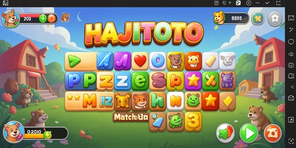 Tampilan gameplay seru dalam HAJITOTO dengan berbagai permata.