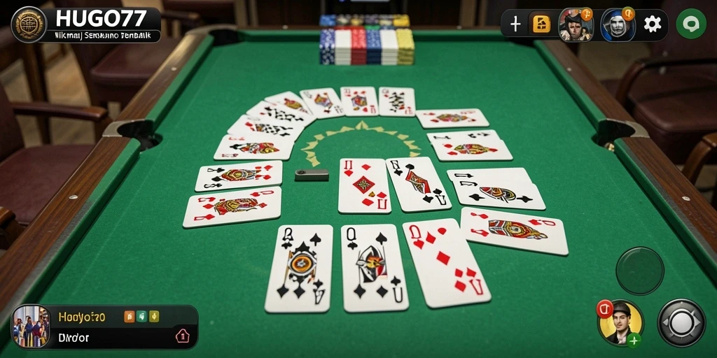 Screenshot HUGO77 menampilkan gameplay seru dan interaktif permainan Domino.