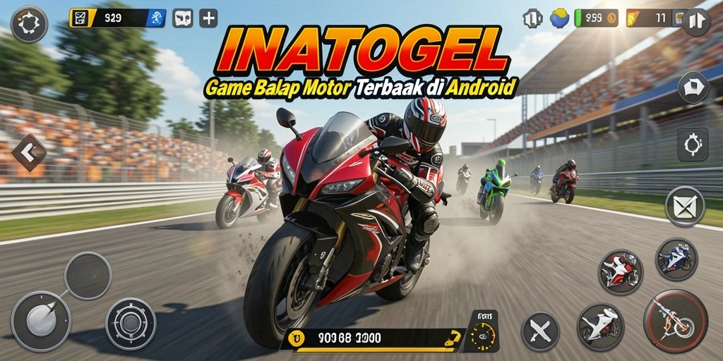 Screenshot INATOGEL menampilkan aksi balap motor yang mendebarkan.