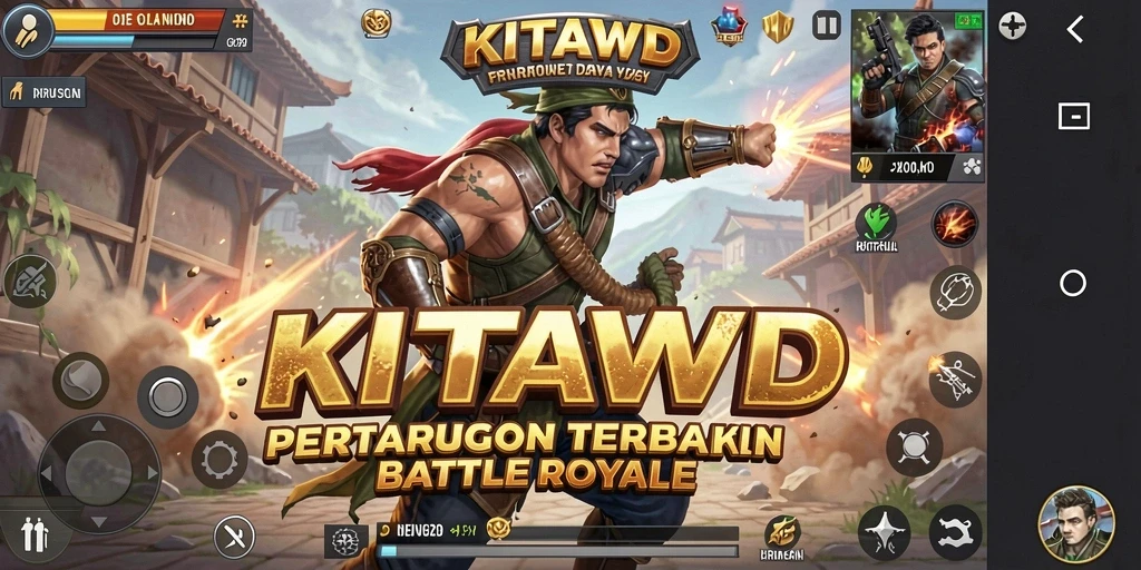 Screenshot gameplay KITAWD menampilkan aksi seru dalam pertempuran Battle Royale.