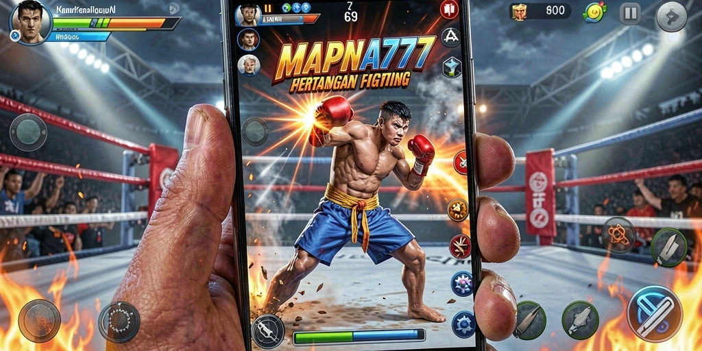 Screenshot dari gameplay MAPNA777 yang menunjukkan pertarungan seru dan karakter unik.