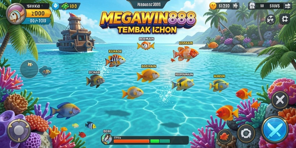 Gameplay seru dalam MEGAWIN888 dengan aksi tembak ikan yang mendebarkan.