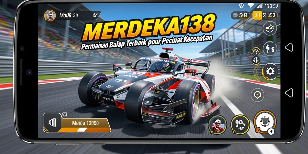 Tangkapan layar gameplay MERDEKA138 menampilkan aksi balapan yang mendebarkan.