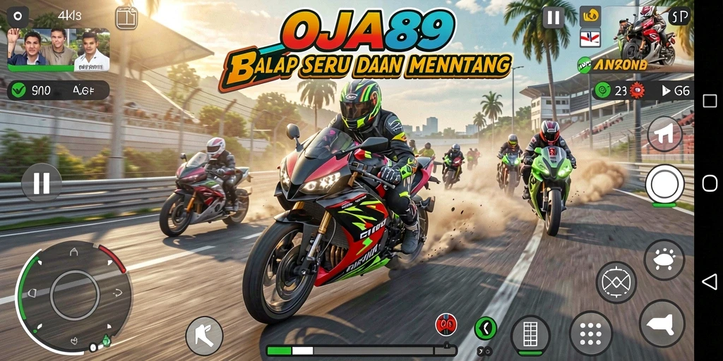 Screenshot OJA89 menampilkan aksi balap motor yang seru.