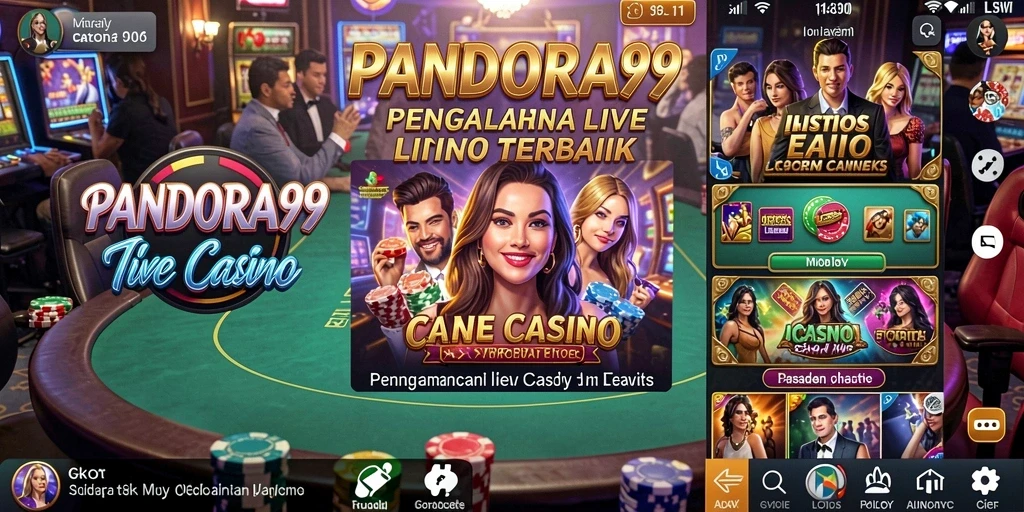 Screenshot PANDORA99 menampilkan dealer langsung dalam aksi di permainan Live Casino.