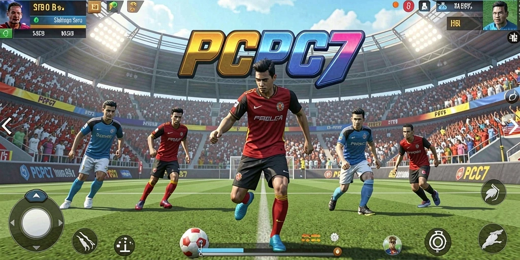 Screenshot utama <strong>PCPC7</strong> menunjukkan serunya gameplay permainan olahraga.