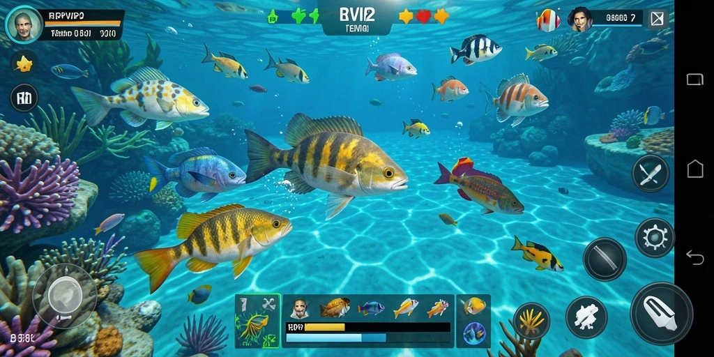 Screenshot RPVIP2 menampilkan aksi menembak ikan yang seru.